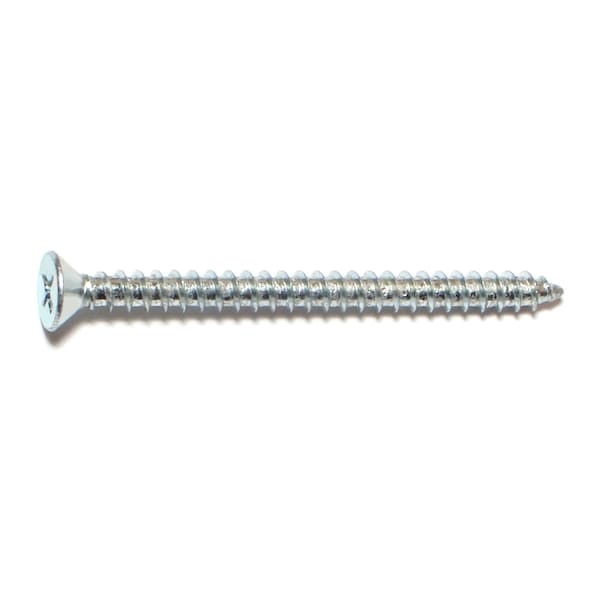 Midwest Fastener Sheet Metal Screw, #10 x 2-1/2 in, Zinc Plated Steel Flat Head Phillips Drive, 100 PK 03027 - main